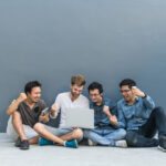 group of asian and multiethnic business people with casual suit