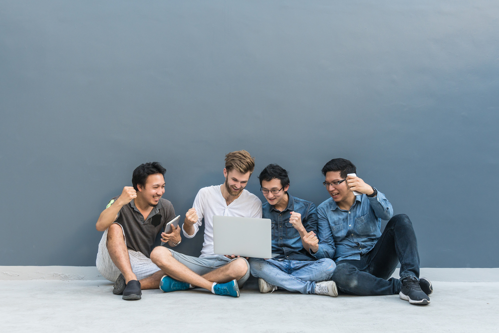 group of asian and multiethnic business people with casual suit